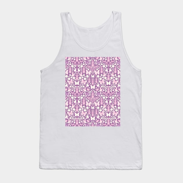 BUTTERFLY DAMASK GEOMETRIC BOTANICAL FLORAL PATTERN PASTEL PURPLE LILAC Tank Top by blomastudios